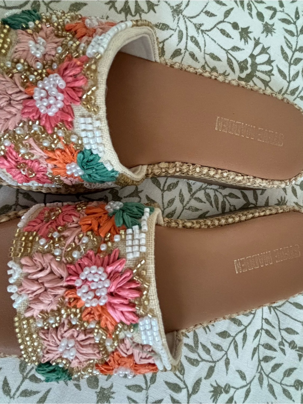 Steve Madden Embroidered Floral Slide Sandals — Multicolor